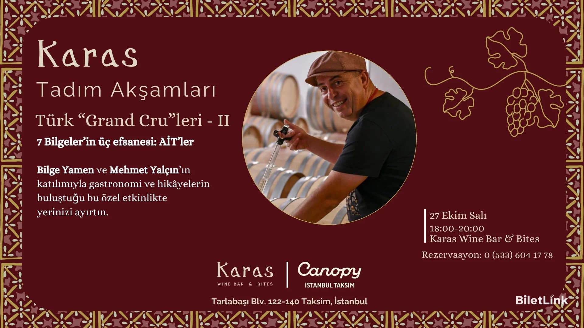 Karas Tadım Akşamları – Türk Grand Cru’leri 2